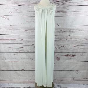 Shadowline soft blue vintage nightgown lace neckline and hem